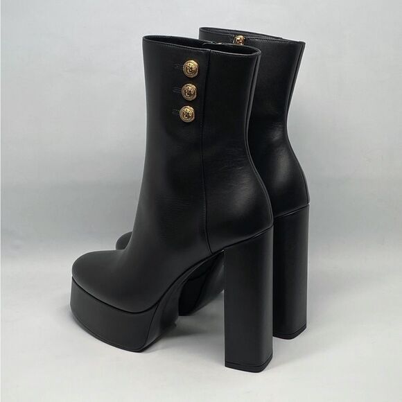 Balmain Brune Leather Platform Ankle Boots size 39.5 - Picture 8 of 16